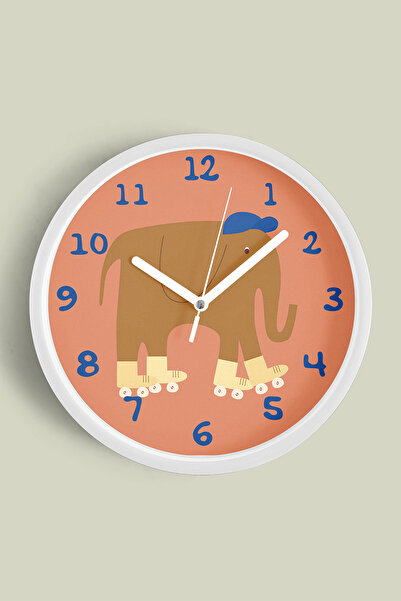 JHAAR Ceas de perete pentru camera copiilor cu elefant drăguț patinând - 30cm...