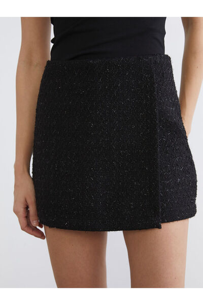 LC Waikiki Vizyon New Season Zippered Waist Textured Tweed Shorts Skirt