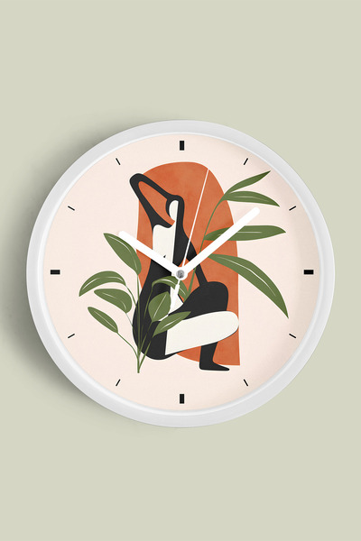 JHAAR Abstract - Bohemian Modern Wall Clock - 42cm - White Case with Glass Fr...