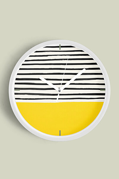 JHAAR ساعة حائط بتصميم عصري - 35 سم - هيكل أبيض مع زجاج أمامي - آلية صامتة