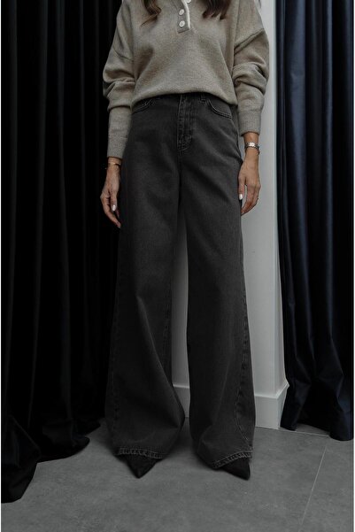 Havoş Bitter Brown Wide-Leg Washed Jeans