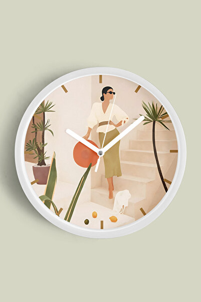 JHAAR Ceas de perete modern cu design abstract - 42 cm - Carcasă albă cu stic...