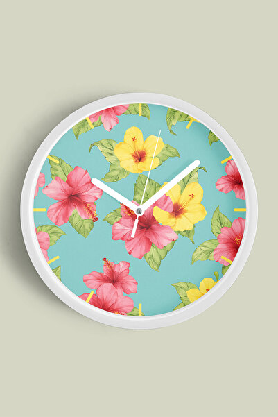 JHAAR Ceas de perete modern cu tematică florală abstractă - 35 cm - Carcasă a...