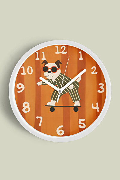 JHAAR Ceas de perete modern pentru camera copiilor cu câine drăguț care face ...