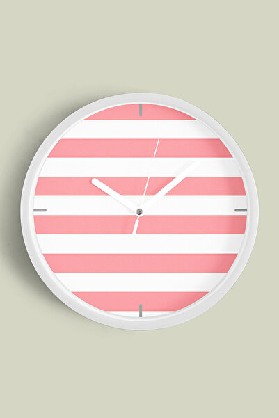 JHAAR Ceas de perete cu design modern și dungi colorate - 30 cm - Carcasă alb...