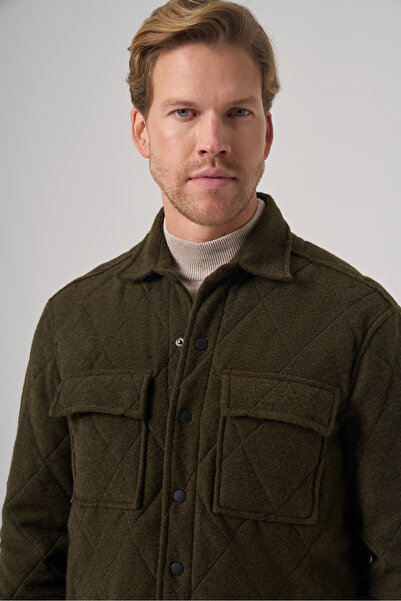 Morven Men's Khaki Wool Dynamic Fit Berber Collar Coat