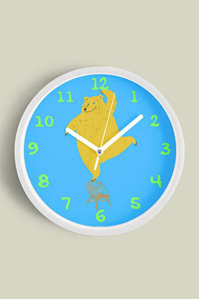 JHAAR Ceas de perete pentru camera copiilor cu ursuleț drăguț - 25 cm - Carca...