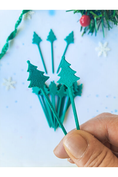Atolye Doruk Pine Tree Christmas Cupcake Toothpick-New Year Table Decoration Ornament-Pine Tree Cake Toothpick, Cocktail Stick