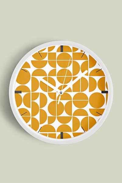 JHAAR Ceas de perete modern cu model geometric - 25 cm - Carcasă albă cu stic...