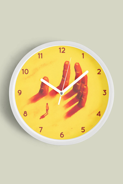 JHAAR Ceas de perete cu design modern Echo of Existence - 25 cm - Carcasă alb...