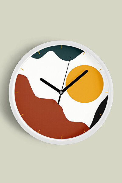 JHAAR Ceas de perete cu design modern - 42 cm - Carcasă albă cu sticlă fronta...