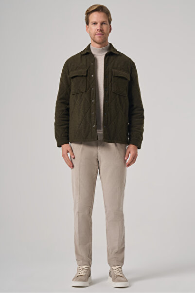 Morven Men's Khaki Wool Dynamic Fit Berber Collar Coat