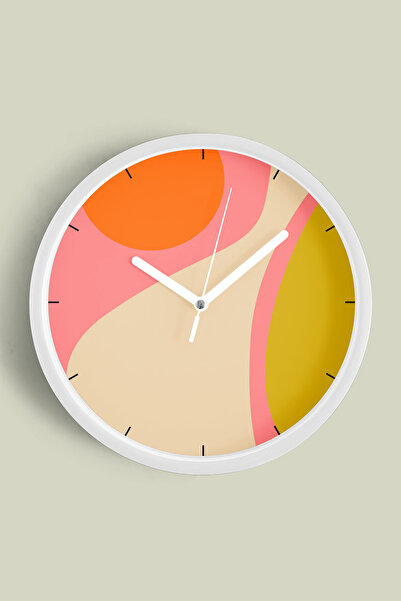 JHAAR Ceas de perete cu design modern abstract - 35 cm - Carcasă albă cu stic...