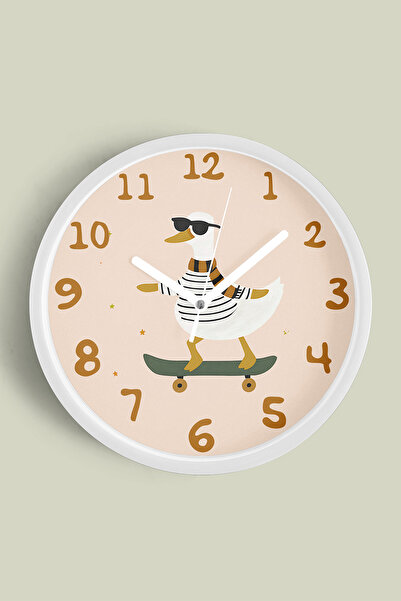 JHAAR Rață drăguță care face skateboarding cu ochelari de soare Ceas de peret...