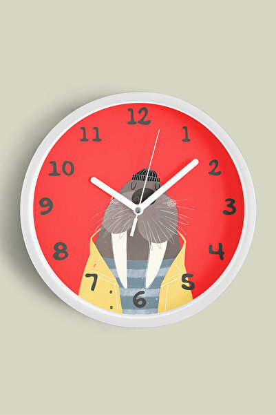 JHAAR Ceas de perete drăguț pentru camera copiilor Mors - 35cm - Carcasă albă...