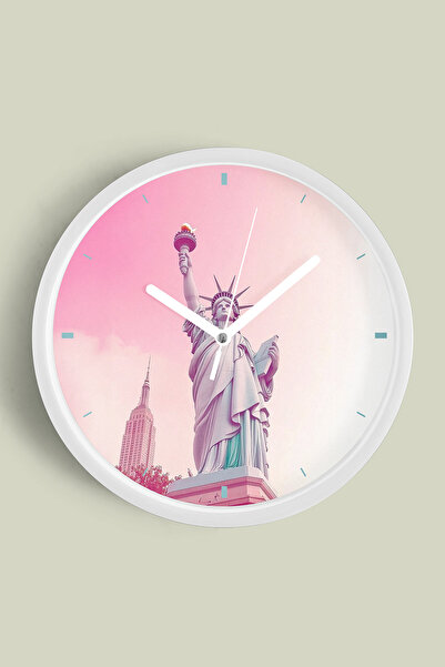 JHAAR ساعة حائط حديثة على شكل تمثال الحرية - 30 سم - هيكل أبيض مع واجهة زجاجي...