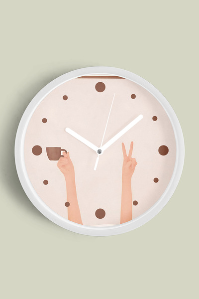 JHAAR Ceas de perete cu design modern Soyut Good Morning Coffee - 25 cm - Car...