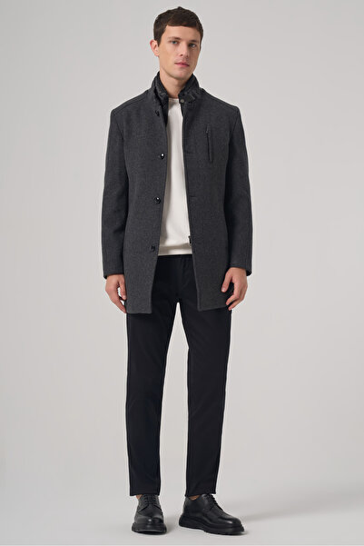 Morven Men's Anthracite Wool Dynamic Fit Kambet Mostra Coat