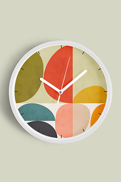 JHAAR Ceas de perete modern cu design abstract - 25 cm - Carcasă albă cu stic...