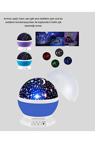 AyrStore Renkli LED Gece Lambası 6 Işık Modlu Çocuk Odası Atmosfer Aydınlatma