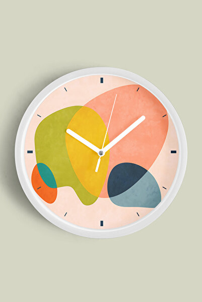 JHAAR Abstract - Ceas de perete modern boem - 30cm - Carcasă albă cu sticlă f...