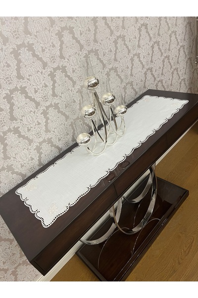 QBR Home Delik İşi Console Cover & Runner. Evali Model. 35 X 115 cm