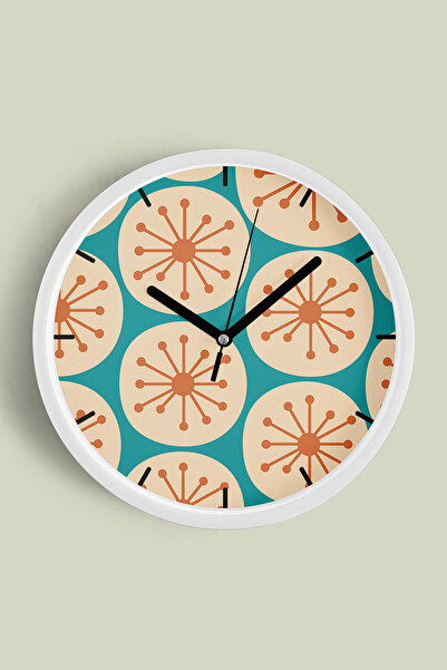 JHAAR ساعة حائط عصرية بتصميم تجريدي - بوهيمي - هندسي - 35 سم - هيكل أبيض مع و...