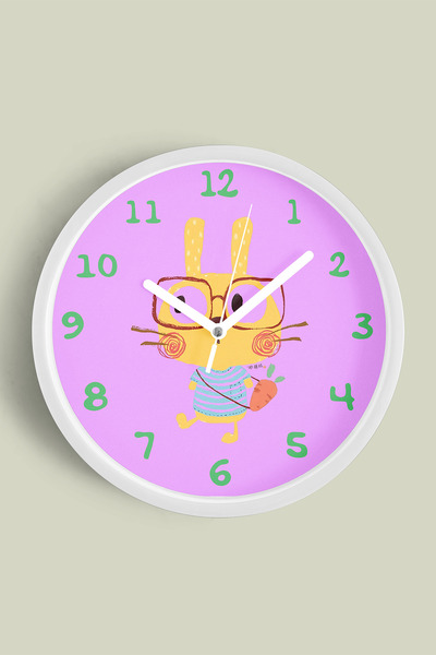 JHAAR Ceas de perete pentru camera copiilor cu iepuraș drăguț cu ochelari - 2...