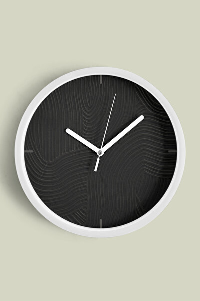 JHAAR ساعة حائط حديثة بمظهر الجبس التجريد - 30 سم - هيكل أبيض مع زجاج أمامي -...