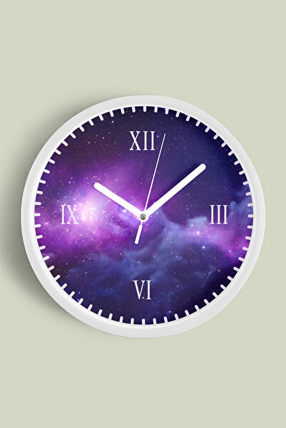 JHAAR ساعة حائط بتصميم عصري مجردة مع نجوم - 25 سم - هيكل أبيض مع زجاج أمامي -...