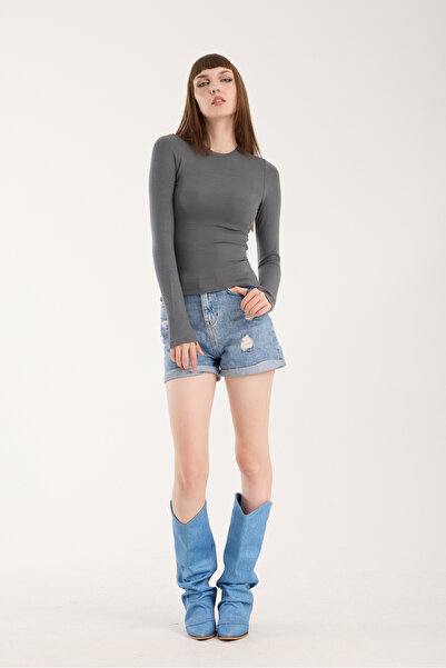 MAİMODA بدلة نسائية بياقة دائرية وأكمام طويلة