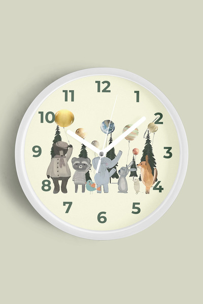 JHAAR Ceas de perete modern pentru camera copiilor cu animale drăguțe - 42cm ...