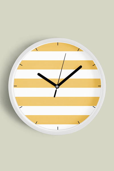 JHAAR Ceas de perete cu design modern și dungi - 42 cm - Carcasă albă cu stic...