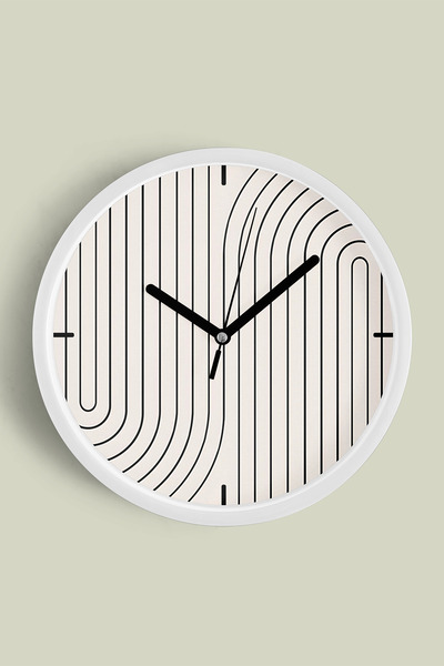 JHAAR Ceas de perete modern cu design abstract - 30 cm - Carcasă albă cu stic...