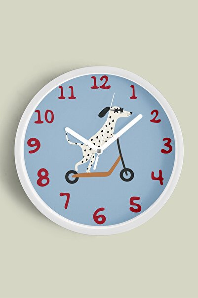 JHAAR Ceas de perete modern pentru camera copiilor cu câine drăguț care face ...
