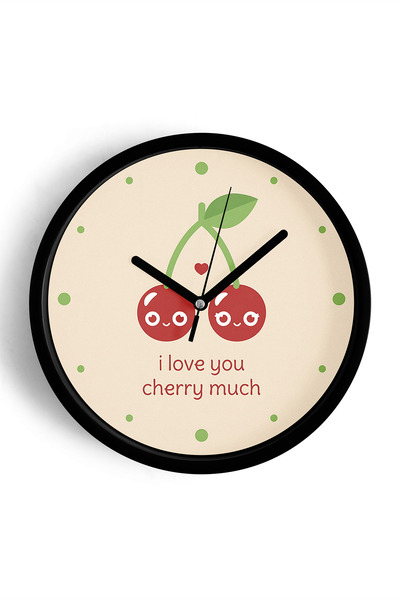 JHAAR ساعة حائط بتصميم عصري مع عبارة ''أحبك كثيرًا يا كرز'' - 30 سم - هيكل أس...