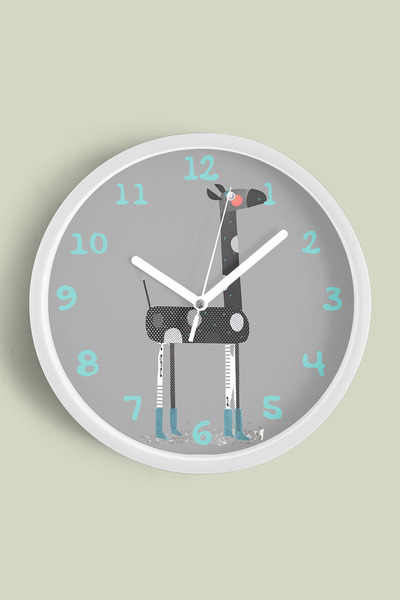 JHAAR Ceas de perete pentru camera copiilor cu ilustrație cu girafă drăguță -...