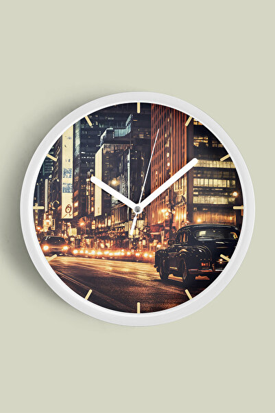 JHAAR ساعة حائط كلاسيكية على شكل سيارة وساعة حائط حديثة على شكل مدينة - 42 سم...