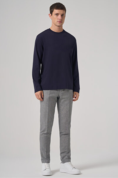 Morven Men's Navy Blue Trend Crew Neck Rayon Sweatshirt