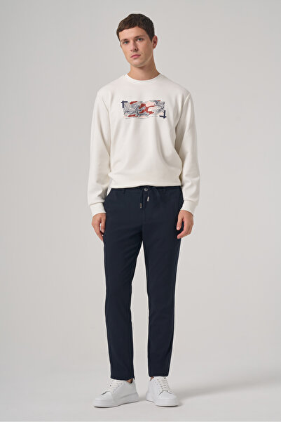 Morven Men's Navy Blue Polyviscon Trend Drawstring Jogger Slim Fit Sports Trousers