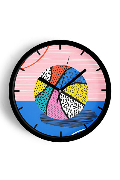 JHAAR Ceas de perete modern cu design abstract de minge de baschet colorată -...