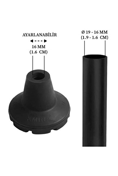 KMINA Ekstra Geniş Tabanlı Kaydırmaz Koltuk Değneği / Baston Lastiği (İç Çap:...