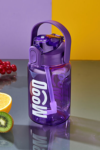 espashome Sports Water Bottle - 1000 ml with Straw, Lockable Lid, Water Leakproof Design - Purple