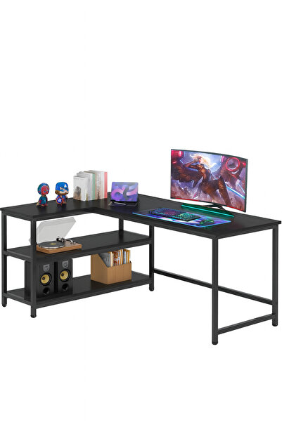 faween 89451 140cm L Masa Çalışma Masası Kitaplıklı Masa Ofis Masası Yazı Mas...