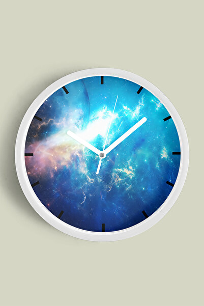 JHAAR Ceas de perete cu design modern Star Dust - 25 cm - Carcasă albă cu sti...