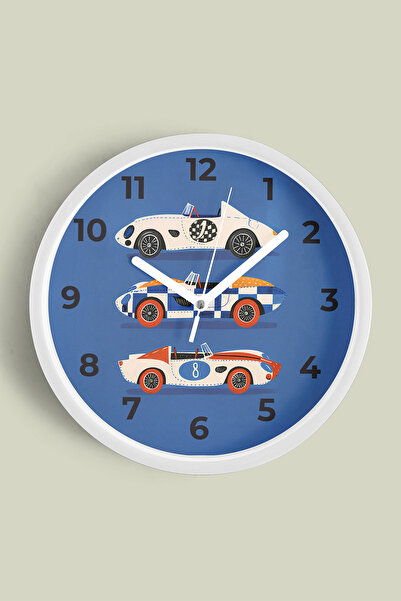 JHAAR Ceas de perete pentru camera copiilor cu design auto - 25 cm - Carcasă ...