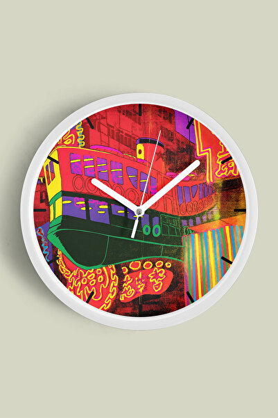 JHAAR ساعة حائط بتصميم حديث من نيون دريمز - 30 سم - هيكل أبيض مع زجاج أمامي -...