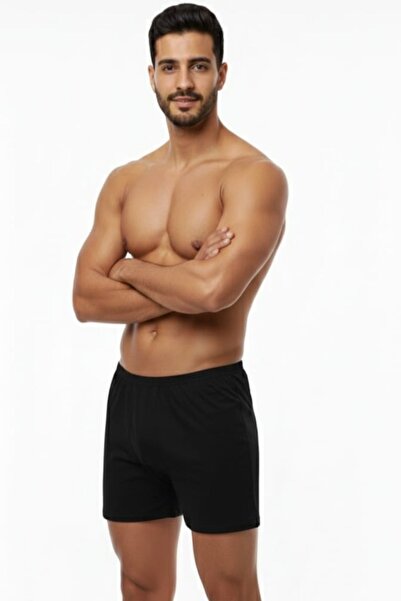 enmodaiçgiyim 10 Pieces Black 100% Cotton Comfortable Cut Men's Long Underwear Boxer