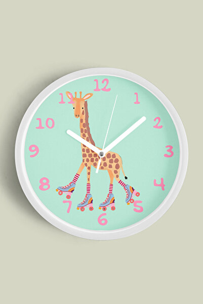 JHAAR Ceas de perete pentru camera copiilor cu girafa drăguță patinatoare - 2...