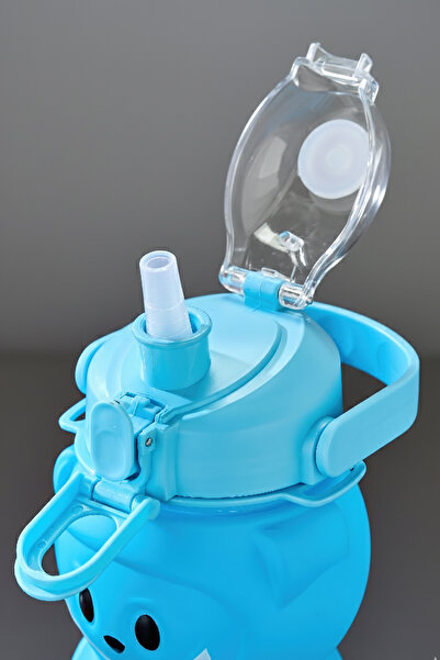 espashome Labubu Water Bottle - 1000 ml Portable with Handle, Straw, Bpa-Free, Lockable and Leak-Proof Lid - Blue